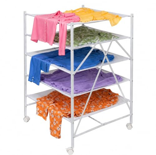 Honey-Can-Do 5-Tier Mesh Laundry Drying Rack – Soft Nylon for Sweaters, Delicates & Fine Washables – Foldable and Easy to Store