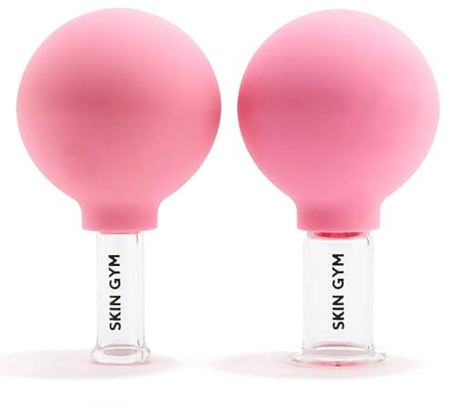 Skin Gym Facial Cupping Set, Glass Face Cupping Tool for Massage Therapy, Sculpting, & Toning Chin, Jawline & Neck, 2 Piece