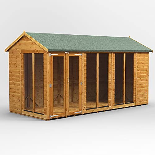 Powersheds High Grade Premium Apex Summer House Wooden Shed with Security Features, PVC Window Sills, Door & Window Flexibility, made from Extra Thick Timber
