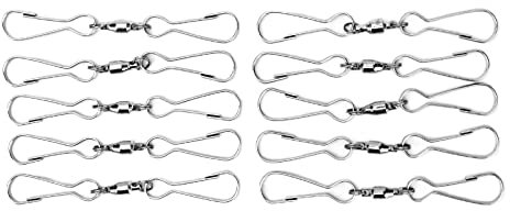 10 pezzi ganci girevoli a doppia clip girevoli, ganci girevoli clip per girandole a vento, gancio a spirale per piante da appendere per mangiatoia per uccelli campanelli eolici(l)