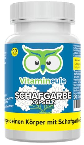 Schafgarbe Kapseln - hochdosiert 3000 mg (300 mg 10:1 Extrakt) | Produktion in Deutschland - vegan & bioaktiv - laborgeprüft & ohne Zusatzstoffe - Achillea millefolium - Vitamineule®