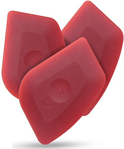 Azureblue Pan Scraper Dish Scraper Food Scraper Tool Plastic Pot Scraper Kitchen Scraper Grease Scraper Cast Iron Skillet Pan Scraper Tool for Cleaning (3 Pcs, Red)