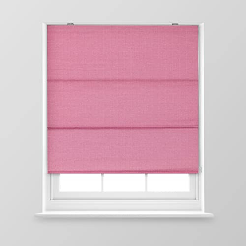 A.Unique Home Textured Weave Dimout Roman Window Blind in a Variety of Colours and Sizes Ideal for any Room. (Pink, 60cm x 170cm (23.6 x 66.9) (2FT))
