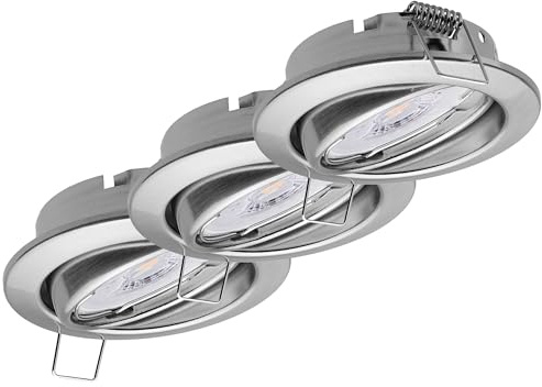 Oktaplex 3x Dijon LED Spots 230V schwenkbar ultra flach 22mm Einbautiefe | Neutralweiß 4000K, Lochmaß 68mm, 4,8W, 380lm, 110°, Deckenleuchte Edelstahl gebürstet rund