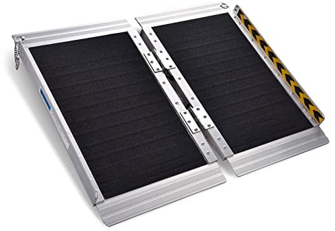 Rollstuhlrampe, 2 Ft Aluminium-Rollstuhlrampe, extra breit klappbarer Mobilitätsroller, rutschfeste, tragbare Laderampe, für Schwellenrampen