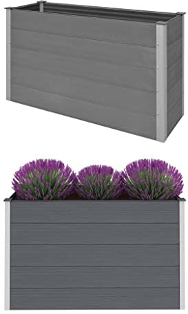 Hommdiy Garten-Hochbeet WPC Pflanzkübel Pflanzkasten Blumenkasten 150x50x91 cm Grau