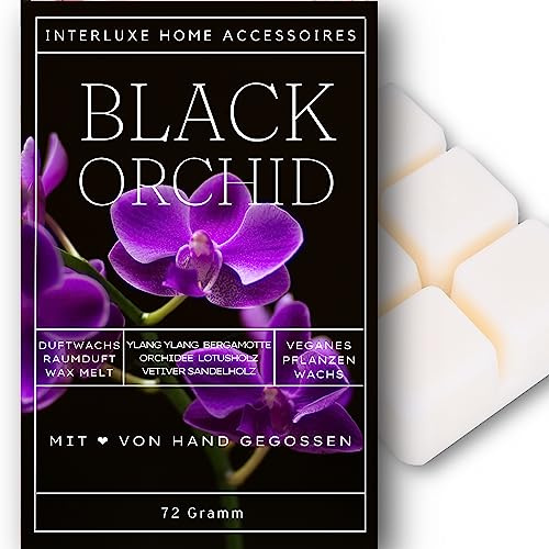 Interluxe Duftmelt Wachsmelt Black Orchid angenehm duftend Waxmelt 100% pflanzlich Duftwachswürfel für Duftlampe Wachs mit Duftöl Indoor Melts Duftwachs für Aromalampe