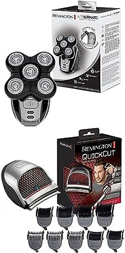 Remington Haarschneide Set: Haarschneidemaschine HC4250 [Edelstahlklingen, 9 Aufsteckkämme, Tasche] + Glatzen-Rasierer Herren XR1501 [elektrisch, 5 Scherköpfe, glattes Rasurergebnis mit max.0,2mm]