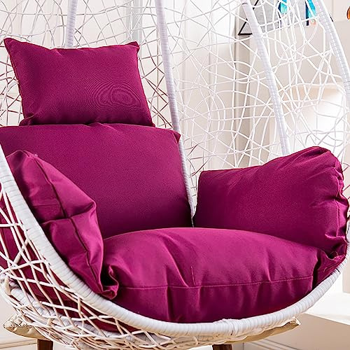 Coussin pour Fauteuil Oeuf Suspendu, Imperméable Siège de Chaise Rembourrage pour Patio Jardin, Balançoire Panier Suspendu Coussin de Siege, avec Appui-tête et ficelles pour Attacher(Color:Purple)