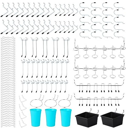 Faankiton 143 Pezzi Assortimento di Ganci per Pannello Forato, Serrature per Pioli, Kit Organizer per Accessori per Pannello Forato, Attacco per Pannello Forato per Organizzare Vari Strumenti