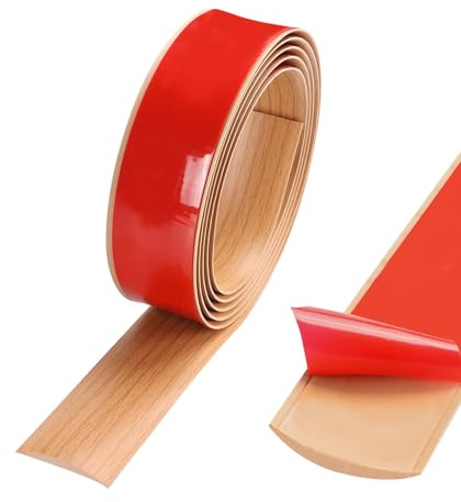 TECDW Tira de Umbral de Autoadhesivo, 2m x 4cm Tiras de Transición de Piso, Tiras de Moldura de Puerta de Alfombra, Tira Borde Suelo, Perfil de Transición de Vinilo para Laminado (Roble Amarillo)