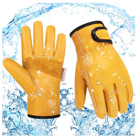 SLARMOR Winter Arbeitshandschuhe für Damen und Herren,Leder Thermo Arbeitshandschuhe mit Thermo Baumwollfutter,Winter Thermo Arbeitshandschuhe für Straßenreinigung, Holzeinschla