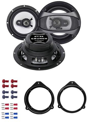 Crunch GTI62 Lautsprecher mit Einbauset kompatibel mit Audi A4 B6 (8E) 2000-2004 Türen vorne/hinten 360 Watt 165mm 2 Wege Koax