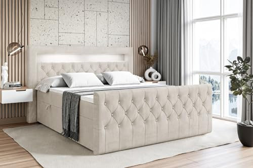 ALTDECOR Boxbett mit H4-Matratze Aurora - 160x200 - Beige