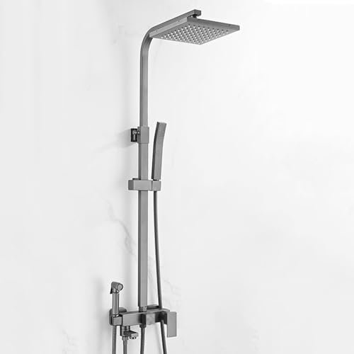 BiaoTeng Ensemble De Douche Avec Mitigeur gris Monocommande Quatre fonctions laiton Colonne De Douche Pour Baignoire Avec Mitigeur, gris