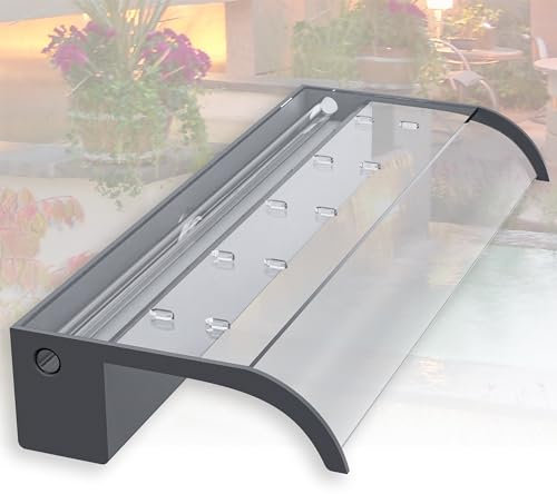 LONGRUNNEW, Kit con lama a cascata per laghetto, fontana in acrilico da 60 cm, con accessori, larghezza 18 cm, uscita curva per giardino, patio, laghetto decorativo