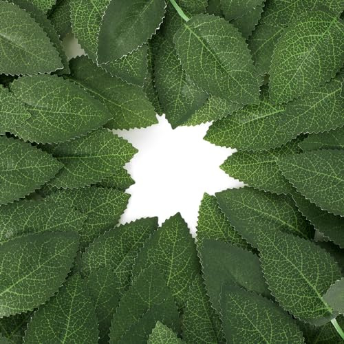MWOOT 50 Stück Basteln Künstliche Blätter, Gefälschte Seidenblätter, Künstlich Blätter Grün, Kunstblätter für DIY Torte Kranz Blumenstrauß Blumenanordnung Hochzeit Party Dekoration
