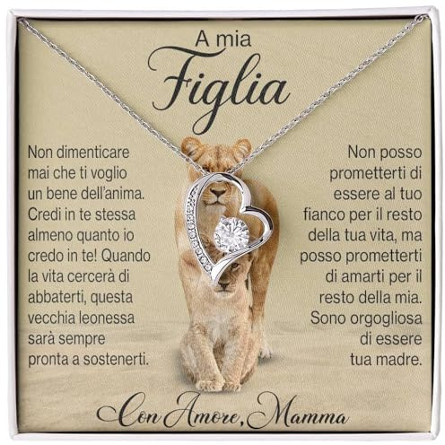NONNA PROFESSIONISTA Collana Donna A Mia Figlia Regalo Amore Finitura in Oro, Argento Idee Regali per lei Compleanno Natale - Cofanetto con DEDICA incluso (Argento - Figlia 5)