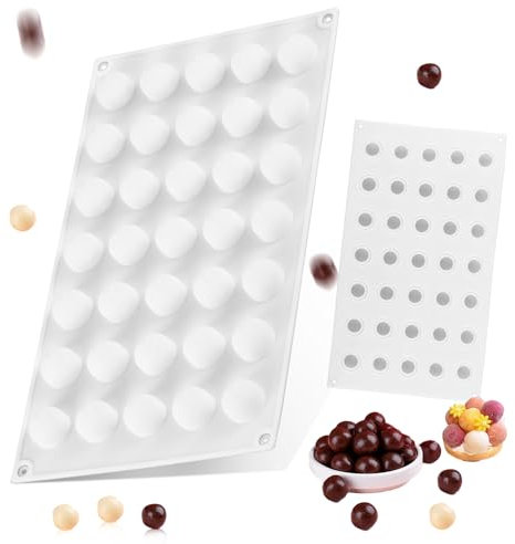 Ezydka Moldes de Silicona Esfera 35 Cavidades Molde para Esferas de Chocolate Silicona Molde Chocolate para Hacer Bombas de Chocolate, Pasteles, Gelatina, Pudín, Mousse de Cúpula