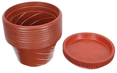 CIMAXIC 10sätze Blumentöpfe Aus Kunststoff Mit Tabletts Für Garten Und Grüne Pflanzen Robust Und Langlebig Für Balkone Und Büros