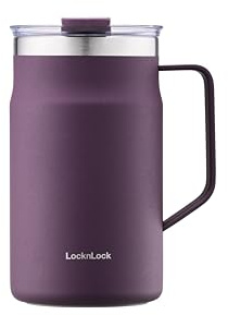 LocknLock Metro Mug, Premium 18/8 Stainless Steel Metal, Double Wall Insulated, Portable Coffee Cup with Lid and Handle for Hot and Cold Drinks, Purple, 20 oz