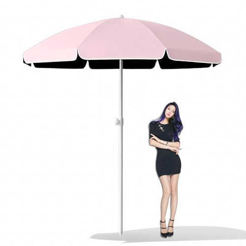 Polyester Gartenschirm mit Sonnenschutz UV 50 +, Marktschirm Regenfester Sonnenschutz, for Café, Pool, Bar, Terrasse(Pink)