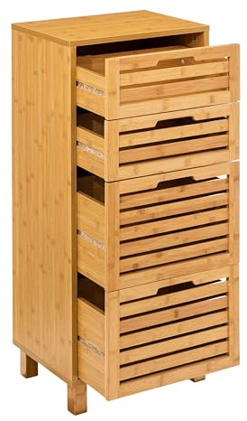 Miroytengo Beistellkommode, 4 Schubladen, Sicela, Braun, 40 x 98 x 30 cm, aus Bambus, modernes und funktionales Design, optimale Aufbewahrung, für jeden Raum