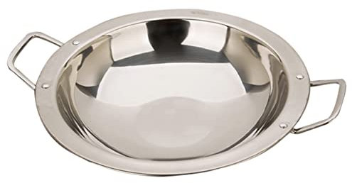 Dry Pot Flat Bottom Wok Pan Wok for Induction Kitchen Frying Wok Metal Stock Pot Stainless Paella Pan Non-Stick Paella Pan Wok Frying Pan Seafood Spaghetti Stainless Steel