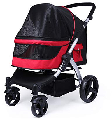 Hundebuggys für große Hunde, Reisebuggy, Katzenbuggy für zwei Katzen, atmungsaktives 600d Oxford-Gewebe, Aluminiumlegierung, belastbar bis 30 kg