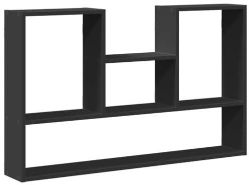 VidaXL Mensola da parete, libreria con vano portaoggetti, moderna in legno nero per sala da pranzo, soggiorno