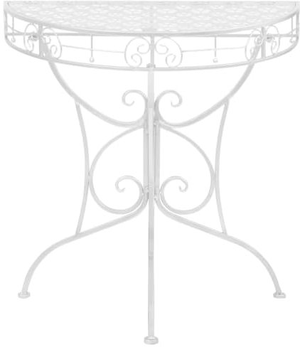 ULUYYUC Table d'appoint d'extérieur résistante aux intempéries - Table d'appoint pour ordinateur portable - Style vintage - En métal - 72 x 36 x 74 cm - Argenté - Pour salon, jardin, balcon, chambre à