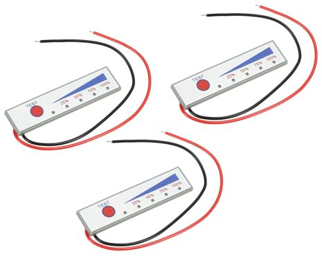 sourcing map Batteriemessgerät, 16,5–21 V, Füllstandsanzeige, Modul, Batterieleistungstester, LED-Digitalanzeige, Rückabdeckung für Auto, Marine, Wohnmobil, Boot, 3 Stück (weiß)