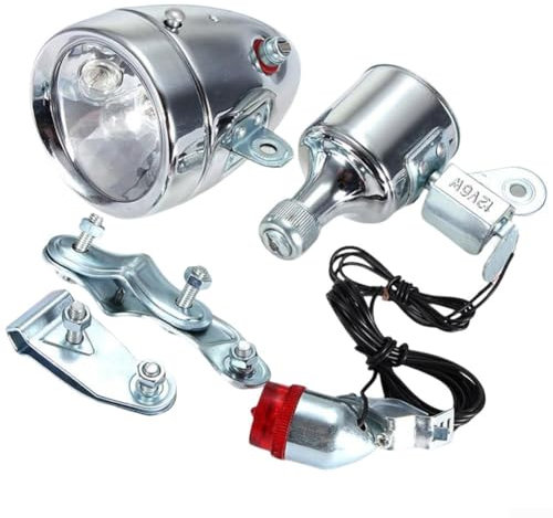 Kit di luci a dinamo per bicicletta, kit di fanali posteriori per bicicletta, 12 V, 6 W, faro e luce posteriore per bicicletta che generano attrito e luce dinamo elettrica