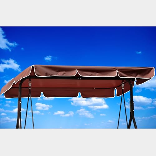Hollywoodschaukel Dachbezug, Ersatzdach Hollywoodschaukel für 210 x 145cm Gestell, Wasserdicht, Winddicht, Polyestertuch, Anti-UV (Braun, Flachmaß 250 x 190cm)