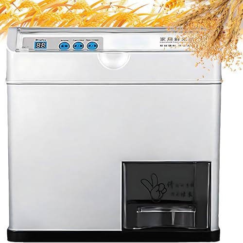 Automatic Rice Bran Separator, 500W Automatic Wheat Cereals Peeling Sheller with Pull-Out Box and Dual Speed Adjustment, 10 Seconds to Produce Rice, Electric Rice Milling Hulling Machine for Home