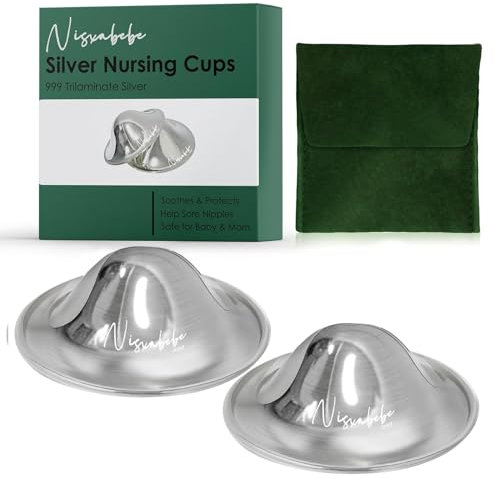 NISXABEBE Silberne Brustwarzenschilder, nickelfrei, Silberbecher zum Stillen von Neugeborenen – schützen Sie Ihre Stillnippel, dreischichtiges Silber (Standard)
