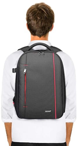 NEEWER Zaino Backpack Professionale per Fotocamera Impermeabile Antiurto 42x28x14cm con Supporto per Treppiedi & Tasca Esterna, per Reflex Digitali, Flash & Altri Accessori (Grigio Interno)