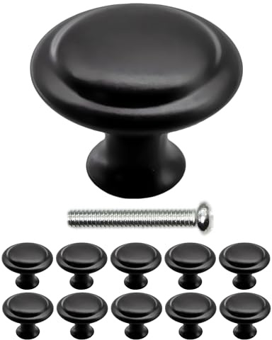Fuxxer Möbel-Griffe, Vintage Schubladen-Knöpfe, Landhaus Design, 27 x 21 mm, 10er Set schwarz