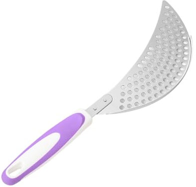 Nudelsieb - Abgiesshilfe für Töpfe und Pfannen bis Ø 26 cm, stabiles Nudelsieb Edelstahl rostfrei, Abtropfsieb, flache Abgießhilfe ideal für Pasta und Kartoffeln (Lila)