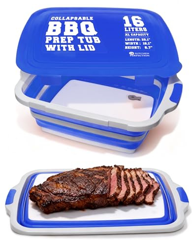KITCHEN PERFECTION Collapsible XL Smoker & BBQ Prep Tub with Locking Lid
