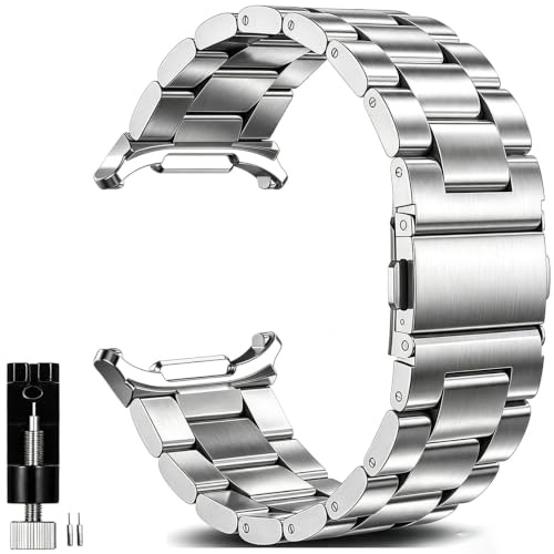 Kompatibel SAMSUNG Galaxy Watch 9 8 40mm 44mm/ 8 Classic 46mm Armband, Galaxy Watch 8 Classic Metall Frauen Männer,Metallarmband Edelstahl Silber