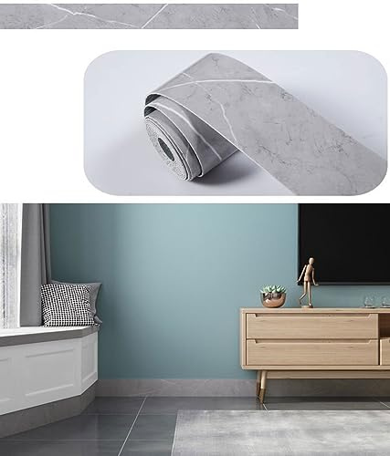 Papier peint à décoller et à coller, Autocollants for papier peint, bordures murales et de plafond for salle de bain, salon, cuisine, multicolores, 10 cm x 500 cm(Gray Stone)