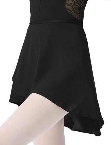 Women Chiffon Wrap Skirt for Ballet, Tulle Dance Skirt, One Size Fits Most Black