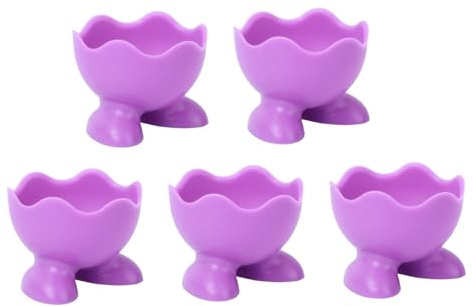Porta Huevos de Silicona 5 Piezas para Servir Huevos Cocidos Púrpura