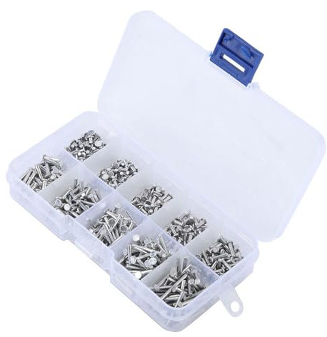 Ejoyous Remache Sólido, Remaches M2 de Tamaño Múltiple 500 Piezas, Hechas de Aluminio, Conjunto de Versátiles, Aplicaciones Anchas, Instalación Fácil, de Aluminio de Cabeza Plana con Sólido de