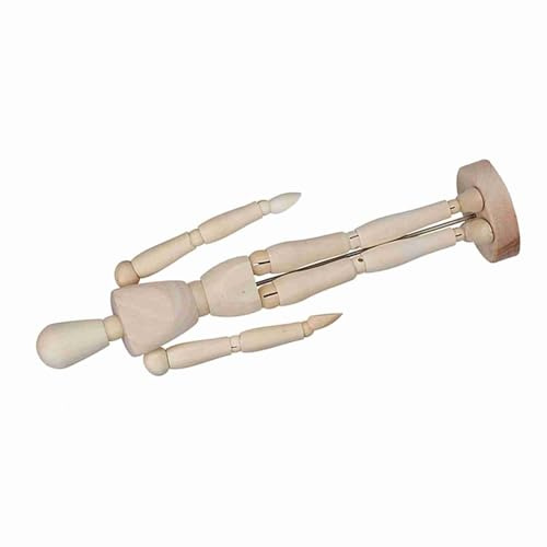 Fockety Manichino Articolato in Legno per Artisti del Disegno - Manichino Flessibile con Base per Schizzi, Accessori Fotografici e Animazione