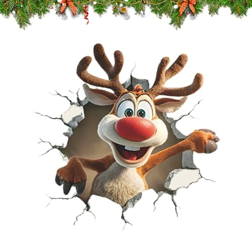 Wandtattoo Weihnachtsmann Wasserfester Weihnachts Toilettenaufkleber Weihnachts Wandaufkleber, 3D Weihnachtsmann Bricht Durch Die Wand Effekt, Niedliche Dekoration Für Feiertage