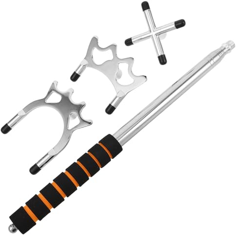 DECORNIJIA Taco de Billar Telescópico Ajustable de Acero Inoxidable con Cabeza de Puente Desmontable y Agarre Antideslizante Accesorio para Juego de Billar y Competición Extensión Compacta