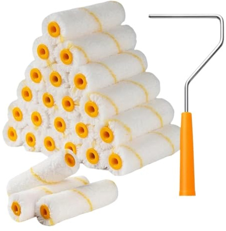 Brosse à rouleau de peinture 25 pièces, poils denses for la au Latex des murs et armoires maison