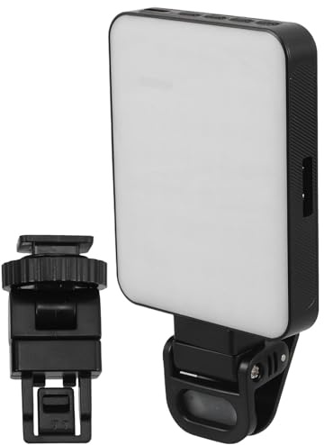 TOGEVAL Rechargeable Magnetic LED Selfie Light Clip-on Portable Video Conference Phone Camera Light for Makeup and Live Streaming, Black Pocket-sized Cellphone Lighting